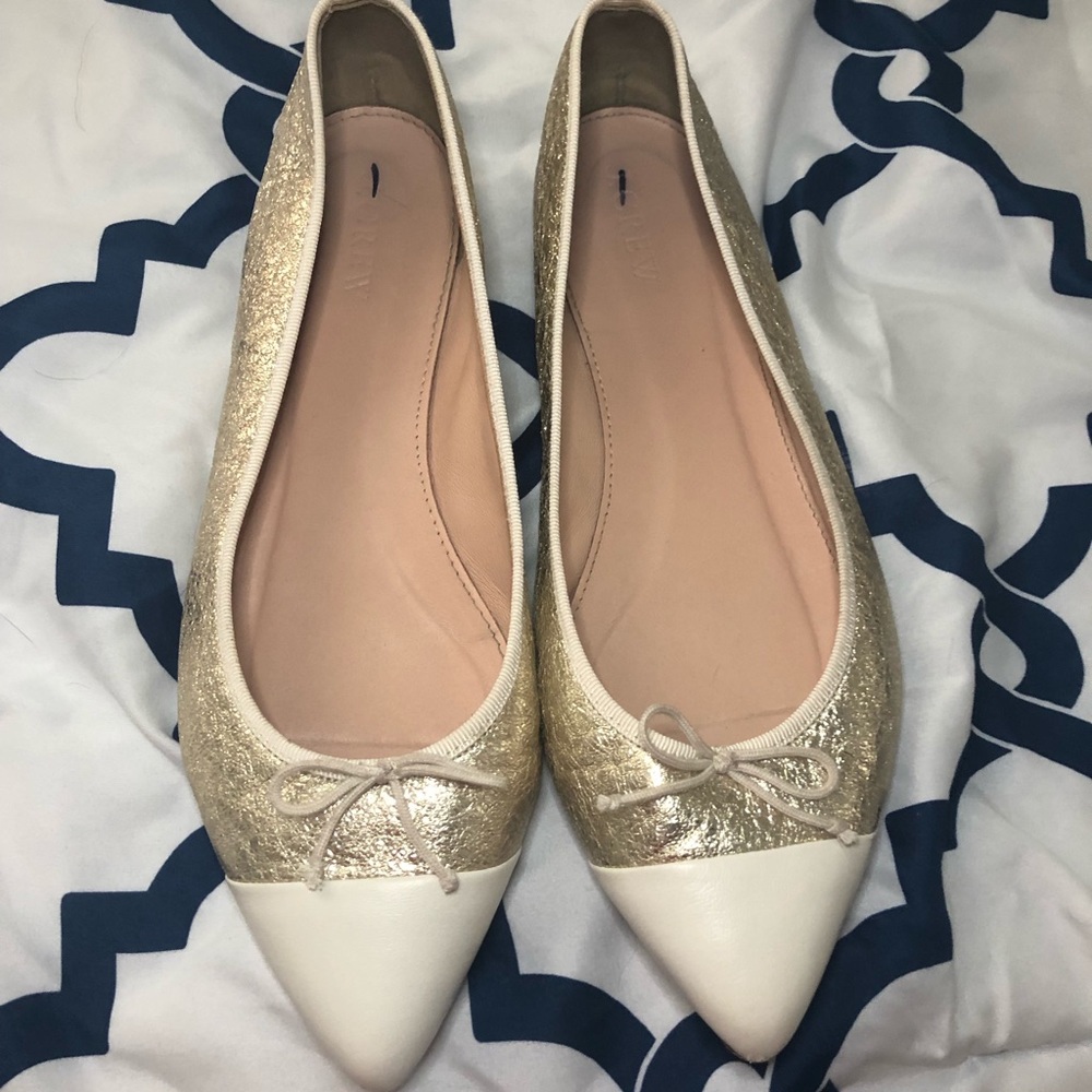 J.Crew Factory gold/ivory pointed toe flats